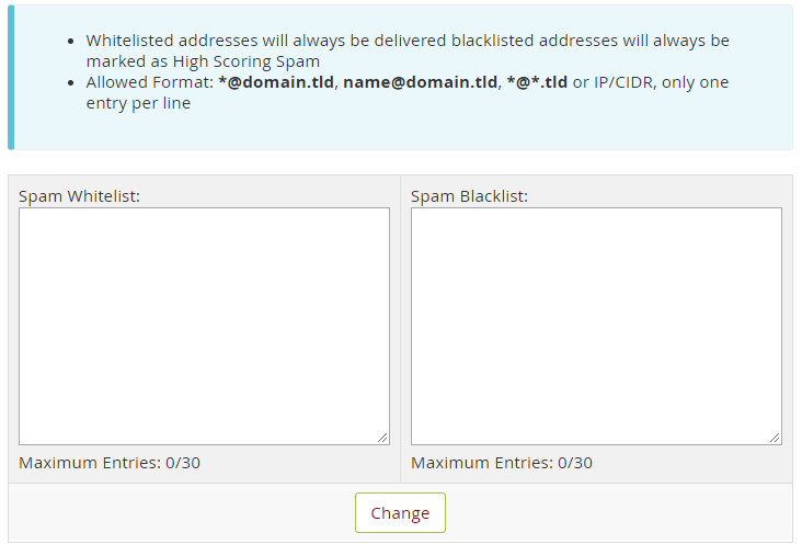 Whitelist or Blacklist emails OR Domains